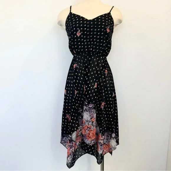 JCPenney Chiffon Crepe Vintage 70s Disco Handkerchief Scarf Hem Slip Dress - Picture 7 of 8